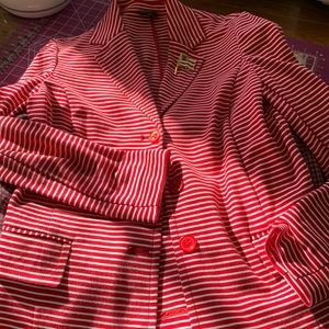 Talbots Red and White Striped Blazer Size Medium